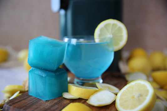Blue Skin Glow Cubes 💙🧊 (Blue Spirulina Lemon Ginger Ice Cubes)